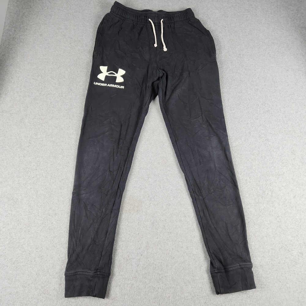 Under Armour Joggers Sweatpants Mens Medium Black Rival Fleece Fitted Drawstring